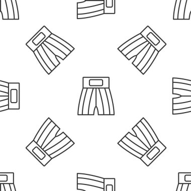 Gri çizgi boks kısa simgesi beyaz arka planda izole edilmiş kusursuz desen. Vektör