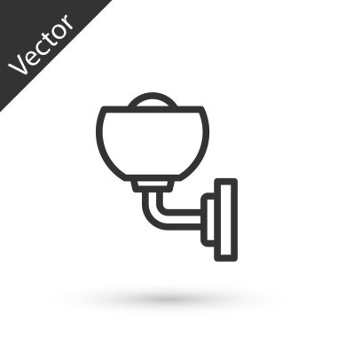 Gri çizgi duvar lambası ya da beyaz arka planda izole edilmiş lamba simgesi. Duvar lambası ışığı. Vektör