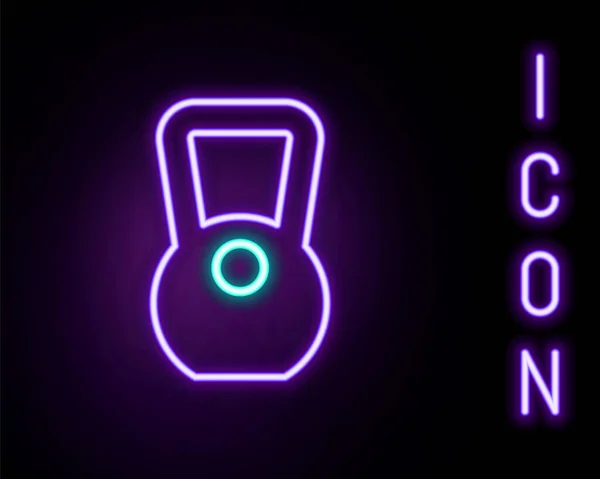 Leuchtendes Neon Line Kettlebell Symbol Isoliert Auf Schwarzem Hintergrund Sportgeräte — Stockvektor
