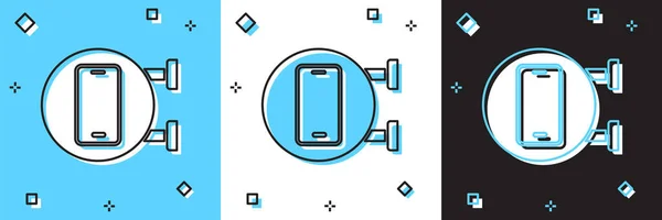 Définir Icône Service Réparation Téléphone Isolé Sur Fond Bleu Blanc — Image vectorielle