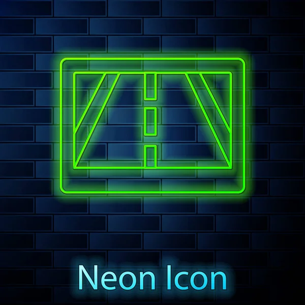 Dispositivo Fluorescente Neon Linea Gps Con Icona Mappa Isolata Sfondo — Vettoriale Stock
