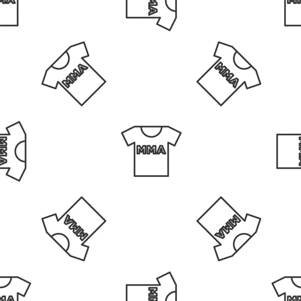 Grey line T-shirt with fight club MMA icon isolated seamless pattern on white background. Mixed martial arts.  Vector