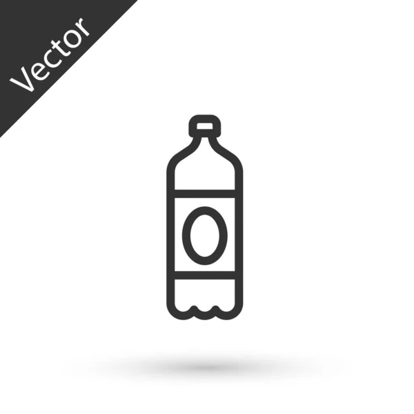 Linha Cinza Ícone Garrafa Cerveja Plástico Isolado Fundo Branco Vetor — Vetor de Stock