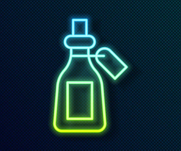 Leuchtende Neon Linie Ätherische Ölflasche Symbol Isoliert Auf Schwarzem Hintergrund — Stockvektor