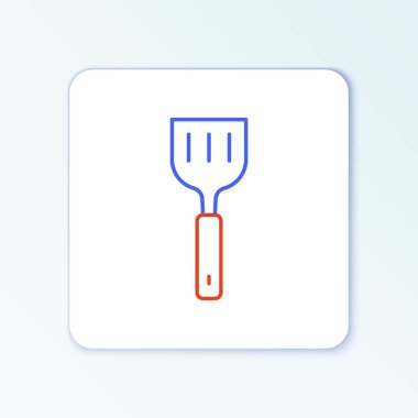 Spatula çizgisi simgesi beyaz arkaplanda izole edildi. Mutfak spatula ikonu. Barbekü spatula işareti. Barbekü ve ızgara aleti. Renkli taslak konsepti. Vektör