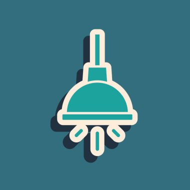 Yeşil Avize simgesi yeşil arkaplanda izole edildi. Uzun gölge tarzı. Vektör