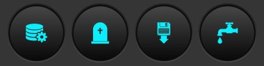 Ayarlama veritabanı sunucusu, çapraz disket yedekleme ve Su musluğu simgesi ile Tombstone ayarlayın. Vektör.