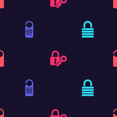 Kilidi ayarlayın, lütfen rahatsız etmeyin, ve anahtar ve kusursuz desen üzerinde. Vektör.