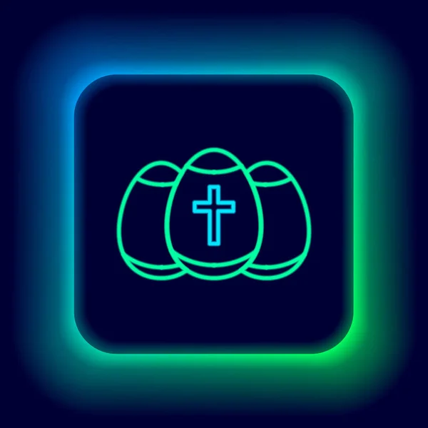 Leuchtendes Neonfarbenes Osterei Symbol Isoliert Auf Schwarzem Hintergrund Frohe Ostern — Stockvektor