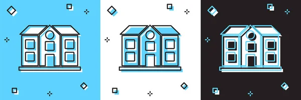 Set House Pictogram Geïsoleerd Blauwe Witte Zwarte Achtergrond Huissymbool Vector — Stockvector