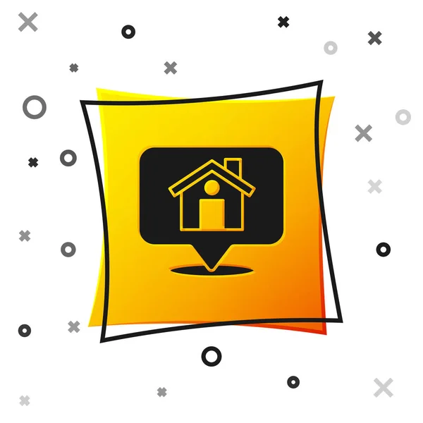 Zwarte Kaart Wijzer Met Huis Pictogram Geïsoleerd Witte Achtergrond Markeringssymbool — Stockvector