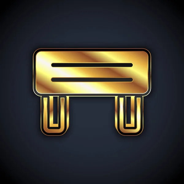 Ikona Gold Sauna Dřevo Lavice Izolované Černém Pozadí Vektor — Stockový vektor