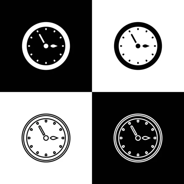 Establecer Sauna Icono Del Reloj Aislado Sobre Fondo Blanco Negro — Vector de stock