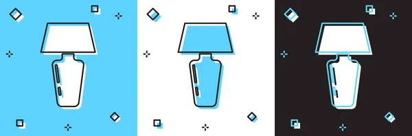 Set Icône Lampe Table Isolé Sur Fond Bleu Blanc Noir — Image vectorielle