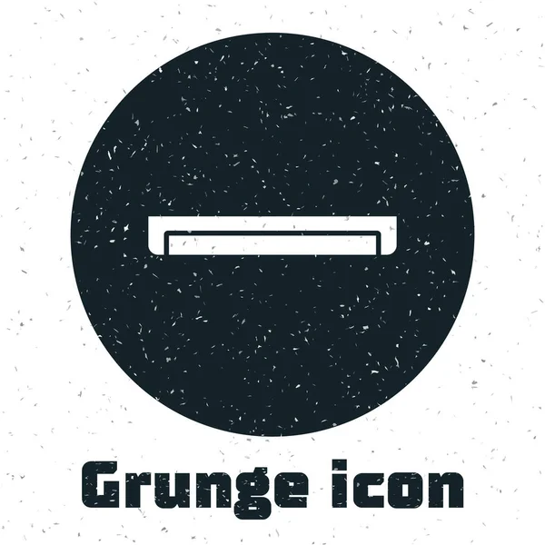 Grunge Luminiscencia Larga Fluorescente Icono Lámpara Ahorro Energía Aislado Sobre — Vector de stock