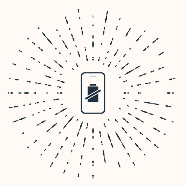 Icona Carica Batteria Smartphone Grigio Isolato Sfondo Beige Telefono Con — Vettoriale Stock