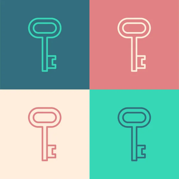 Pop Art Line House Key Icon Isolated Color Background Vector — Stock Vector