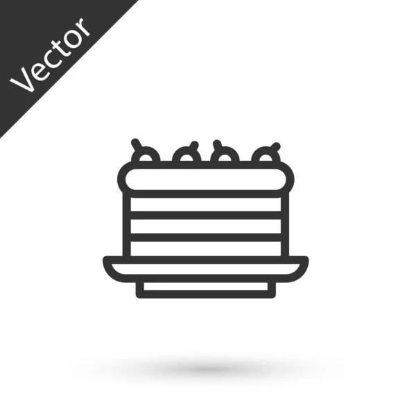 Иконка Торта Серой Линии Изолирована Белом Фоне Днем Рождения Вектор — стоковый вектор