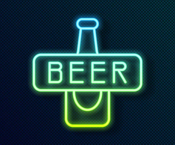Zářící Neonová Čára Ikona Láhve Piva Izolované Černém Pozadí Vektor — Stockový vektor