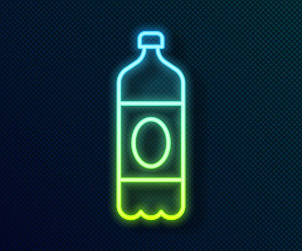 Glowing Neon Line Plastic Beer Bottle Icon Isolated Black Background - Stok Vektor