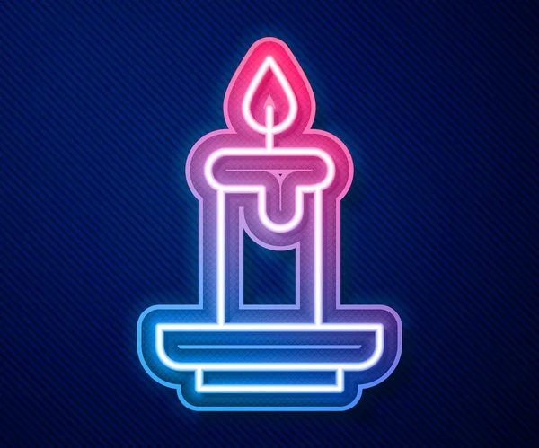 Glowing Neon Line Aroma Candle Icon Isolated Blue Background Vektor - Stok Vektor
