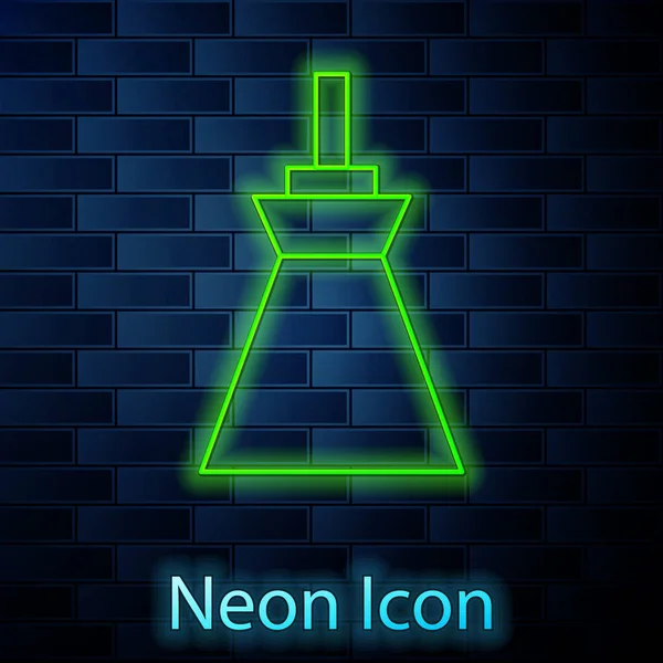 Leuchtende Neon Linie Lampe Hängende Symbol Isoliert Auf Backsteinwand Hintergrund — Stockvektor