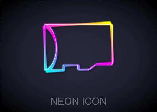 Glowing Neon Line Micro 메모리 아이콘검은 배경에 Vector — 스톡 벡터