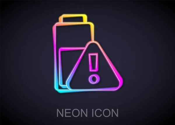 Parlayan Neon Hattı Smartphone Şarj Ikonu Siyah Arkaplanda Izole Edildi — Stok Vektör