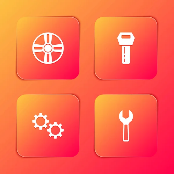 Alloy Wheel Car Key Remote Gear Wrench Spanner Icon Vector — 스톡 벡터