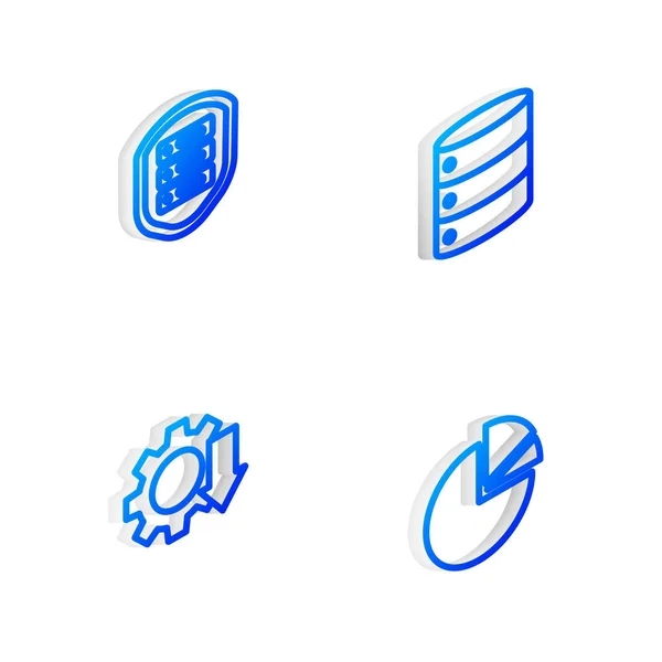 Isometric Line Server Data Web Sunuculuğunu Kalkan Maliyet Azaltma Turta — Stok Vektör