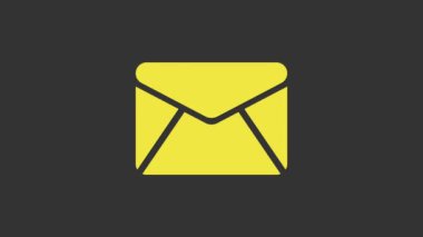 Sarı Zarf simgesi gri arkaplanda izole edildi. E- posta mektup sembolü. 4K Video hareketli grafik canlandırması