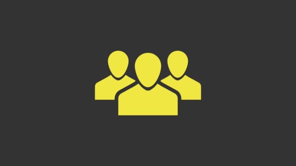 Icône de groupe Utilisateurs jaune isolée sur fond gris. Icône Groupe de personnes. Symbole avatar d'entreprise - icône de profil des utilisateurs. Animation graphique de mouvement vidéo 4K — Video