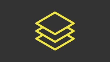 Sarı Katman simgesi gri arkaplanda izole edildi. 4K Video hareketli grafik canlandırması