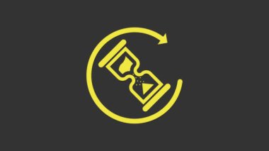 Sarı Bekleme simgesi gri arkaplanda izole edildi. Bekle zaman simgesi. Kum saati. 4K Video hareketli grafik canlandırması