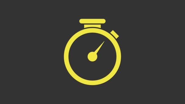 Ícone de cronômetro amarelo isolado no fundo cinza. Sinal do temporizador. Animação gráfica em movimento de vídeo 4K — Vídeo de Stock
