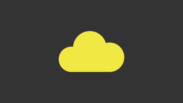 Gele wolk pictogram geïsoleerd op grijze achtergrond. 4K Video motion grafische animatie — Stockvideo