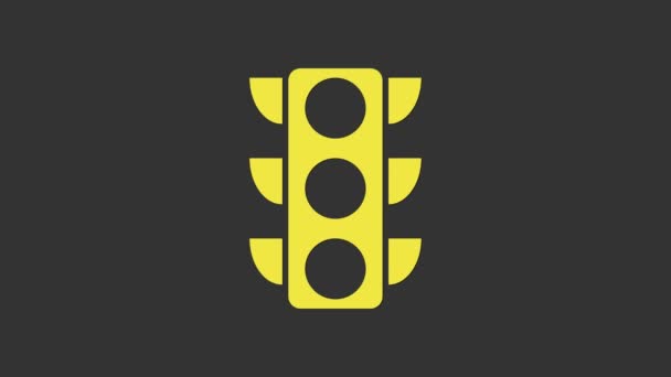 Ícone de semáforo amarelo isolado no fundo cinza. Animação gráfica em movimento de vídeo 4K — Vídeo de Stock