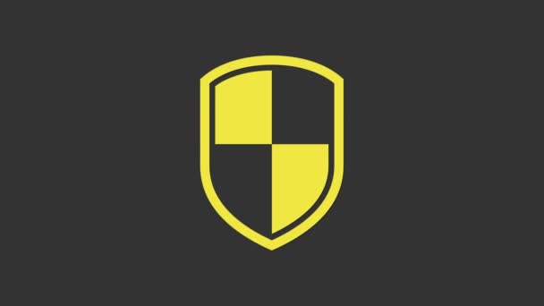 黄色盾牌图标孤立在灰色背景.守卫标志。4K视频运动图形动画 — 图库视频影像