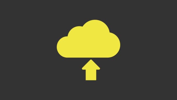 Yellow Cloud upload icon isolated on grey background. 4K Video motion graphic animation — Stock Video