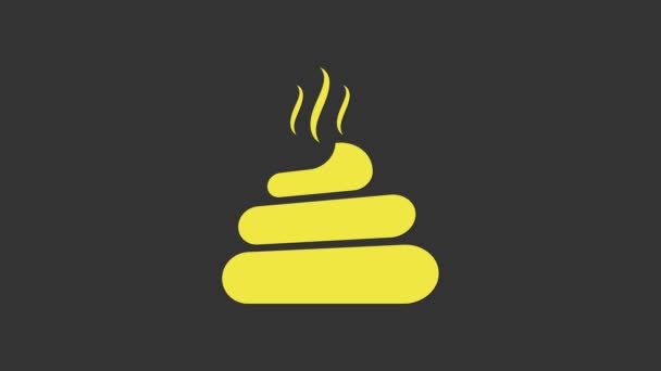 Yellow Shit icon isolated on grey background. 4K Video motion graphic animation — ストック動画