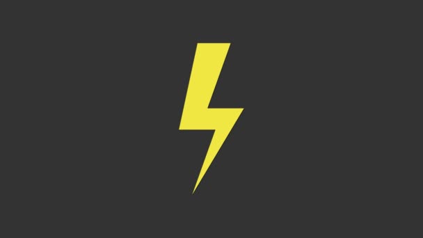 Gelbes Blitz-Symbol isoliert auf grauem Hintergrund. Flash-Symbol. Laden Sie Flash-Symbol. Blitzschlag. Blitzschlag. 4K Video Motion Grafik Animation — Stockvideo