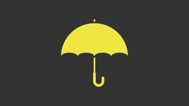 Желтый Umbrella значок изолирован на сером фоне. Видеографическая анимация 4K — стоковое видео