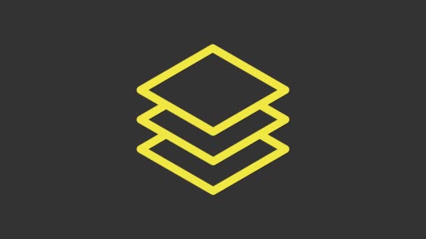 Ikona Žluté vrstvy izolovaná na šedém pozadí. Grafická animace pohybu videa 4K — Stock video