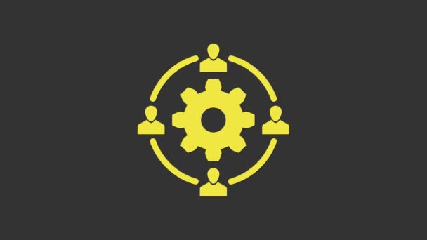 Ícone conceito Outsourcing amarelo isolado no fundo cinza. Assinatura de cooperação. Ideia de trabalho em equipe e investimento. Animação gráfica em movimento de vídeo 4K — Vídeo de Stock