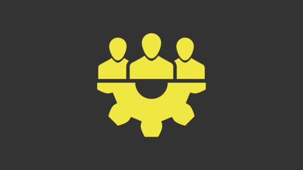Gelbes Basissymbol des Projektteams isoliert auf grauem Hintergrund. Geschäftsanalyse und -planung, Beratung, Teamarbeit, Projektmanagement. Entwickler. 4K Video Motion Grafik Animation