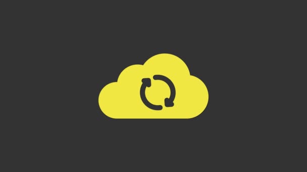 Yellow Cloud sync refresh icon isoliert auf grauem Hintergrund. Wolke und Pfeile. 4K Video Motion Grafik Animation — Stockvideo