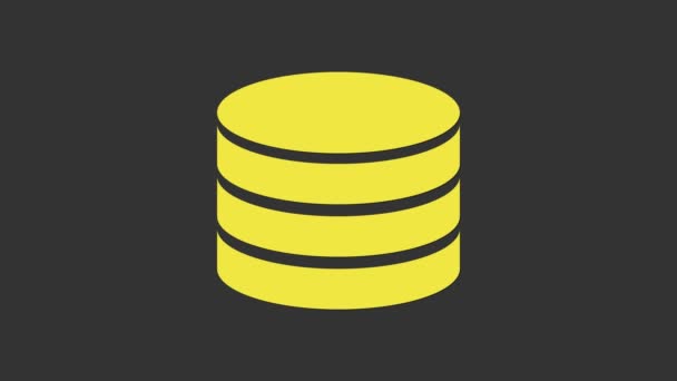 Icono de base de datos amarilla aislado sobre fondo gris. Bases de datos de red, disco con barra de progreso. Concepto de respaldo. Animación gráfica de vídeo 4K — Vídeos de Stock