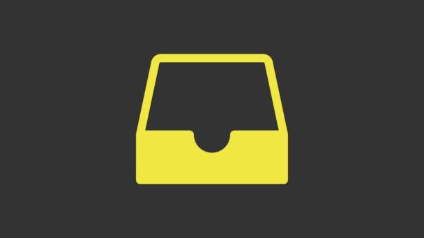 Amarillo Icono de bandeja de entrada de redes sociales aislado sobre fondo gris. Elemento de red social, símbolo. Animación gráfica de vídeo 4K — Vídeo de stock