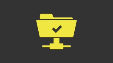 Sarı FTP işlem simgesi gri arkaplanda izole edildi. Yazılım güncellemesi, transfer protokolü, takım çalışması araç yönetimi, kopyalama süreci. 4K Video hareketli grafik canlandırması