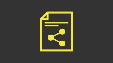 Sarı Paylaşım dosya simgesi gri arkaplanda izole edildi. Dosya paylaşımı. Dosya aktarım işareti. 4K Video hareketli grafik canlandırması